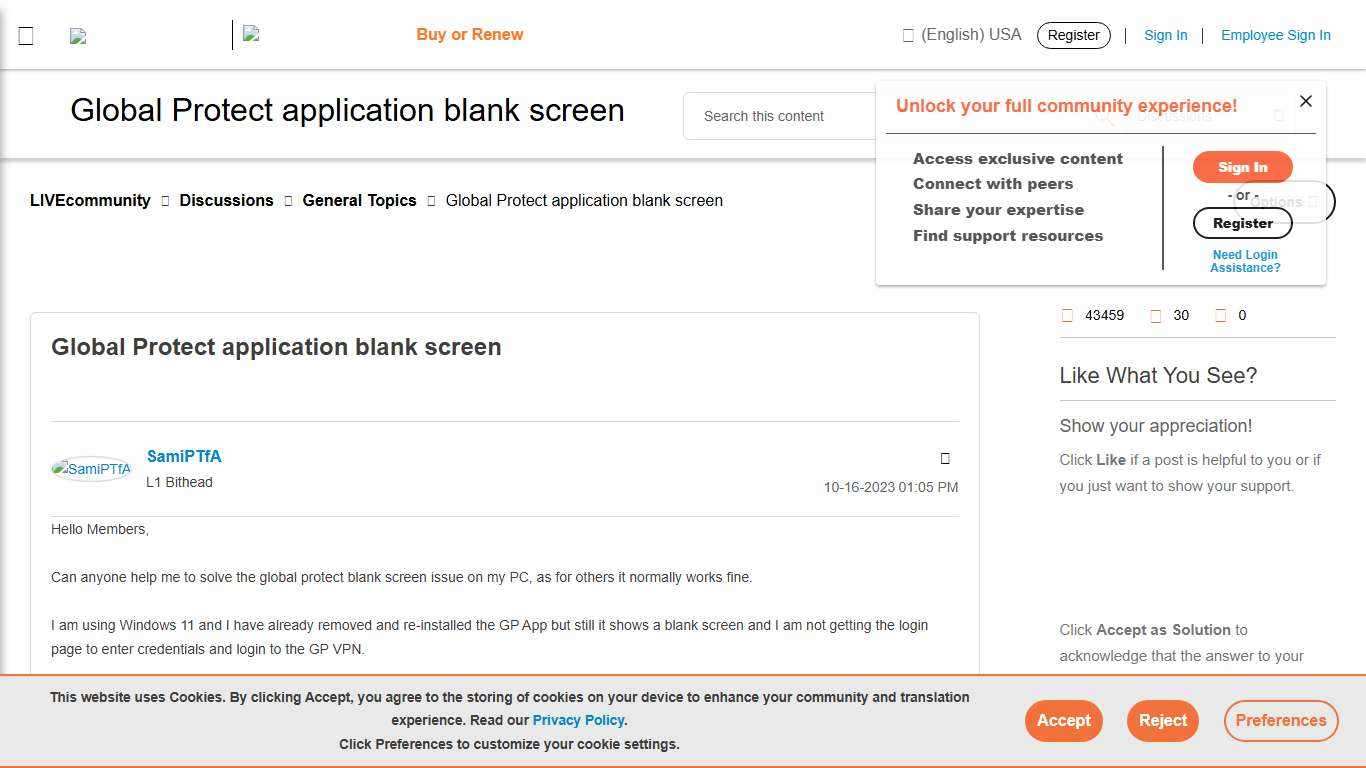 LIVEcommunity - Global Protect application blank screen - LIVEcommunity - 561921